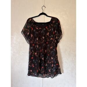 Tamara H. Butterfly Draped Cottagecore Romantic Whimsigoth Short Sleeve Blouse